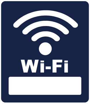 A blue sign that means : area with Wi-Fi. spot of WIFI.  wi-fi symbol.

