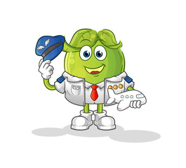 pea pilot mascot. cartoon vector