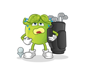 pea with golf equipment. cartoon mascot vector