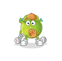 pea baseball Catcher cartoon. cartoon mascot vector
