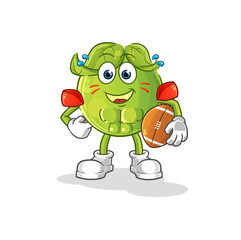 pea playing rugby character. cartoon mascot vector