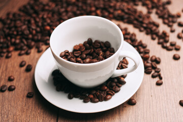 a cup of coffee freshly brewed beverage view from above