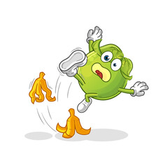 Fototapeta premium pea slipped on banana. cartoon mascot vector