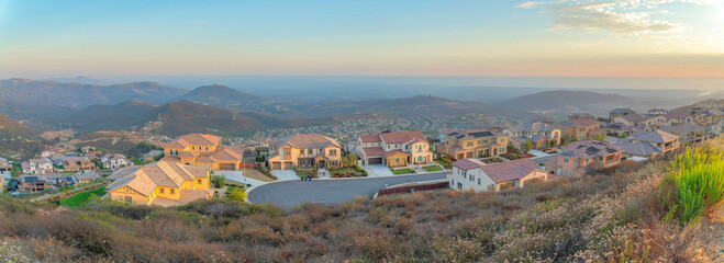 Cul de sac road in a residential area at San Diego, California