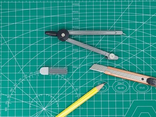 High Angle View Of stationary in print studio