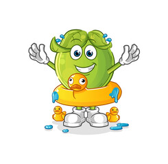 pea with duck buoy cartoon. cartoon mascot vector