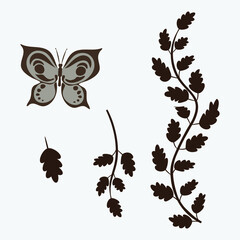 Collection tropical leaf vector element.