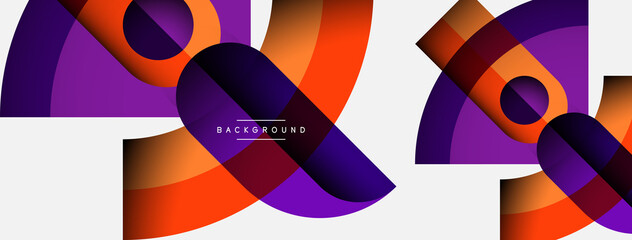 Geometric abstract background. Round shapes, circles, lines composition for wallpaper banner background or landing page