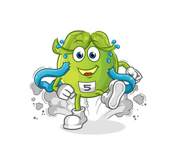 pea runner character. cartoon mascot vector