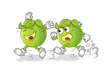 pea play chase cartoon. cartoon mascot vector