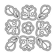 Coloring book page for kids, simple mandala. Doodle vector illustration.