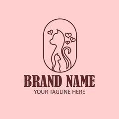 Little cute love cat logo vector