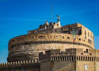 Castel Sant'Angelo (Castle of the Holy Angel)  in Parco Adriano, Rome, Italy