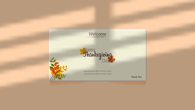 Welcome thanksgiving day card with shadow overlay