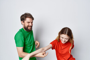 man and woman communication fun together friendship isolated background