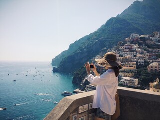 Taking pictures of the Positano landscape.
