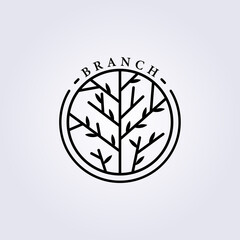 simple branch of tree logo line art vector illustration design