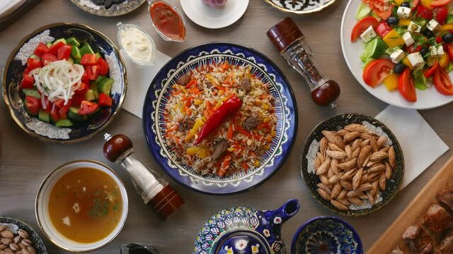 Uzbek or tajik plov - food from central asia