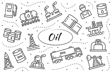 Oil and gas industry icon set. Simple vector illustration.