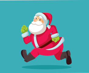 Cheerful Santa Claus Running Vector Cartoon Illustration