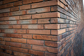 old red brick wall corner background