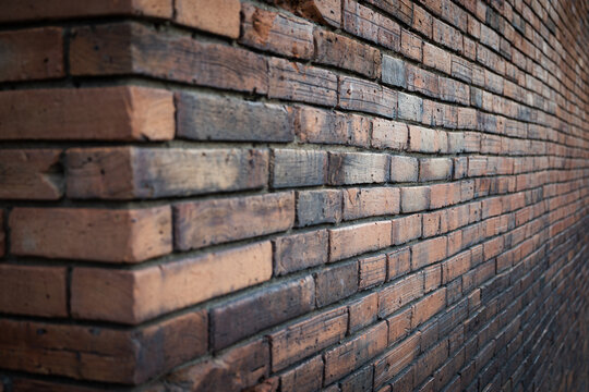 Fototapeta old red brick wall corner background