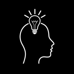 Idea head icon isolated on dark background