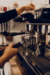 espresso machine in a cafe