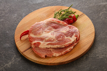 Raw pork meat neck steak
