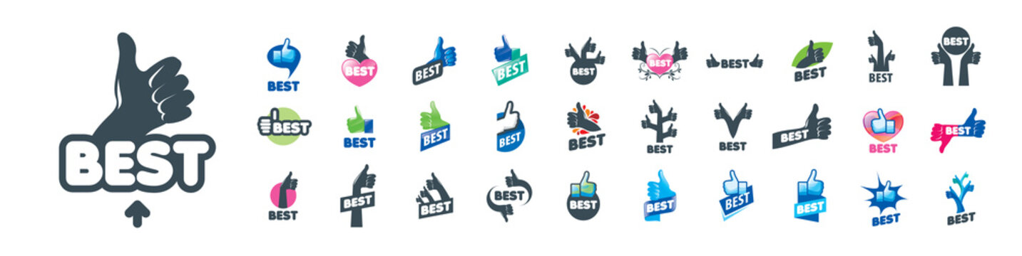 A set of vector hand icons in the form of likes