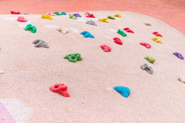 children's climbing wall rock simulator trainer colored hooks