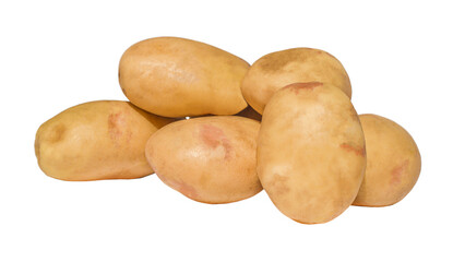 Heap of fresh raw potato isolated on white background