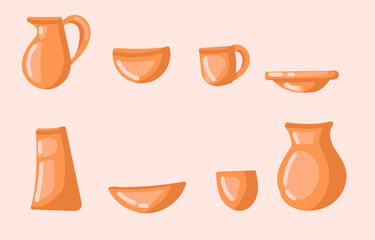 Ceramic kitchenware in cartoon style