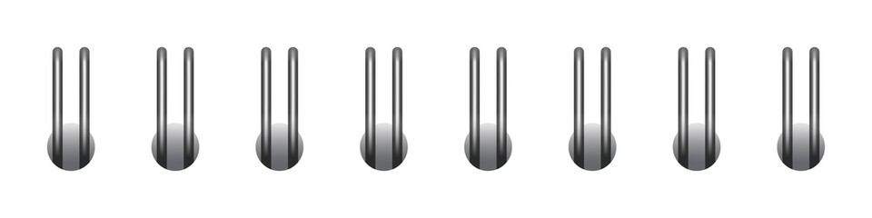 Silver horizontal spiral for open notebook and calendar. Steel spiral wire bindings for sheets of paper. Vector illustration isolated on realistic style on white background.