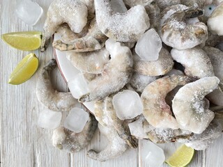 fresh prawns on ice