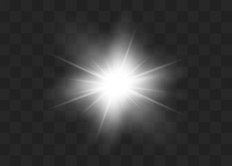 Yellow glowing light explodes on a transparent background. Sparkling magical dust particles. Bright Star.