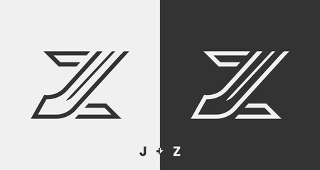 J and Z combination logo design on black and white background