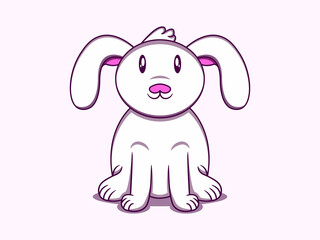 Cute rabbit sit character vector icon illustration. Isolated flat design.