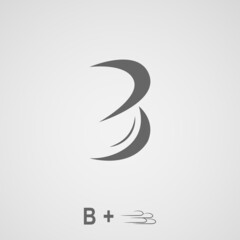 Logo design with the concept of the letter b with a gust of wind