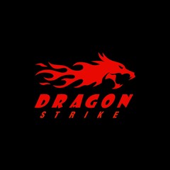 Dragon Fire Flame Logo template vector design style Negative space. Monster Strength Reptile Silhouette Logotype concept icon.