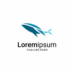 Fototapeta premium jumping blue whale logo vector