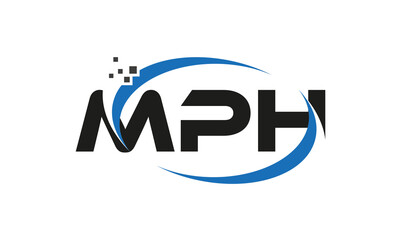 dots or points letter MPH technology logo designs concept vector Template Element