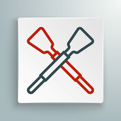 Line Crossed oars or paddles boat icon isolated on white background. Colorful outline concept. Vector