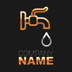 Line Water tap icon isolated on black background. Colorful outline concept. Vector