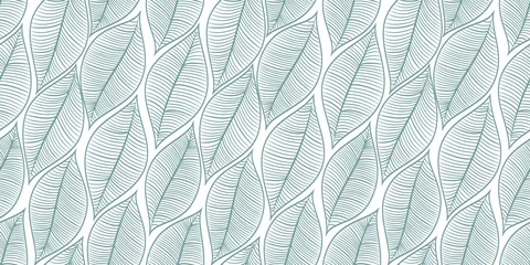 Papier Peint photo autocollant Vert Arrière-plan transparent vert nature. Motif de feuilles à la main. Illustration vectorielle stock.