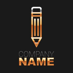 Line Pencil with eraser icon isolated on black background. Drawing and educational tools. School office symbol. Colorful outline concept. Vector