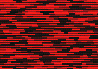 Seamless camouflage pattern. Repeating digital dotted hexagonal striped camo military texture background. Abstract modern fabric textile ornament. Vector illustration.