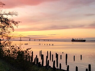 sunset over the river