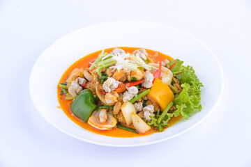 Seafood with sweet, sour and hot sauce