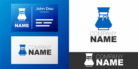 Logotype Pour over coffee maker icon isolated on white background. Alternative methods of brewing coffee. Coffee culture. Logo design template element. Vector